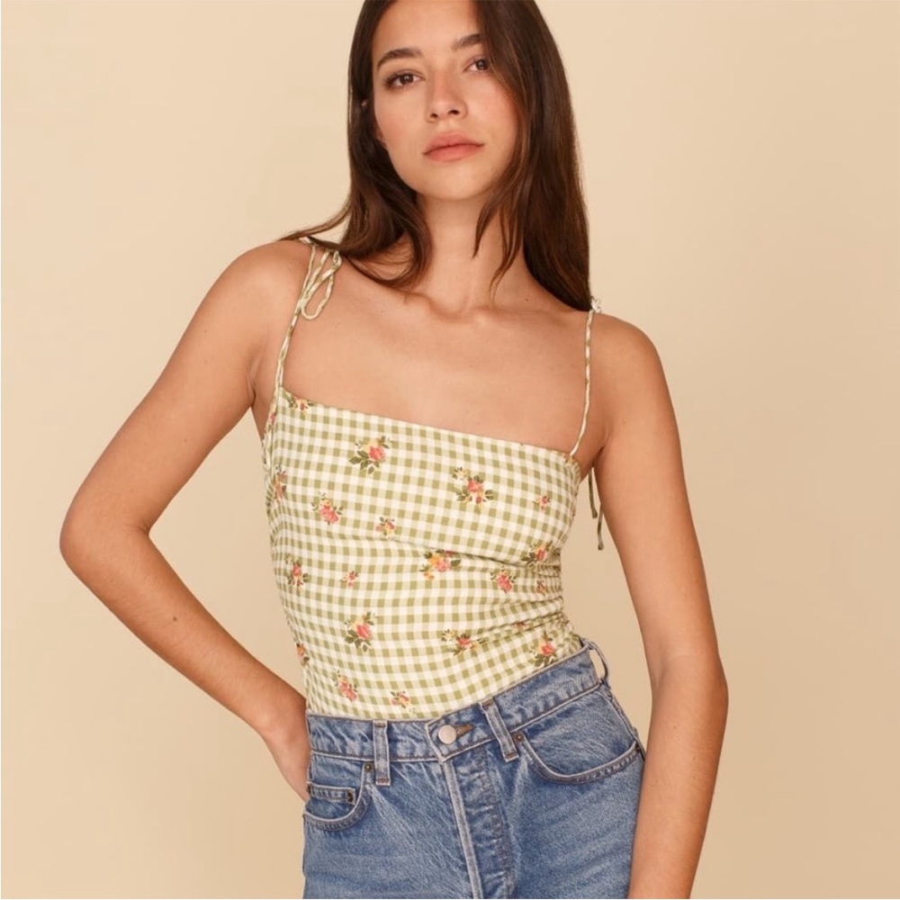 Reformation Floral Gingham Lupe Tank